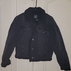 Black Denim Jacket with Sherpa Lining